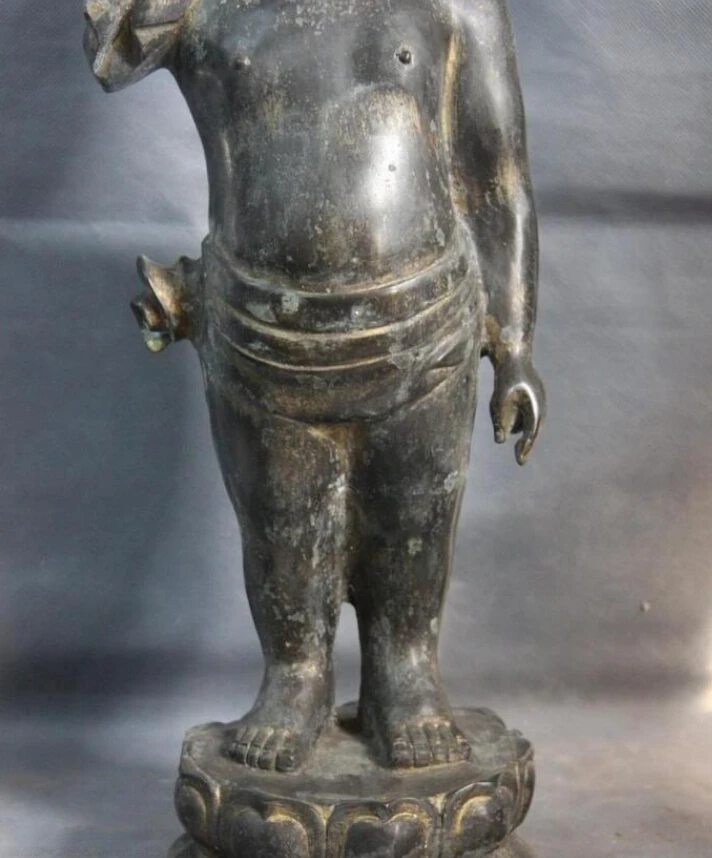 Песня voge gem S0698 22 Китайский буддизм медный бронза Ребенок Лотоса Тибет статуя
