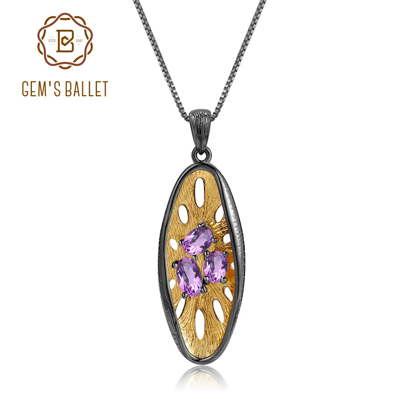 Женские Подвески GEM'S BALLET из серебра 925 пробы с натуральным аметистом ювелирные