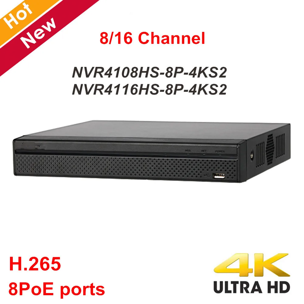 DH 4 K POE NVR 8CH 16CH английская версия NVR4108HS 8P 4KS2 NVR4116HS H.265 8 портов PoE обнаружения
