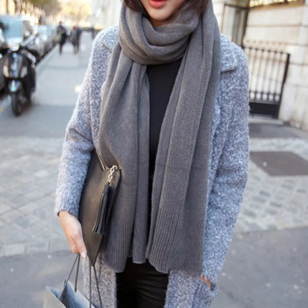 Модные новые женские и мужские шарфы однотонный Длинный мягкий шарф зимний