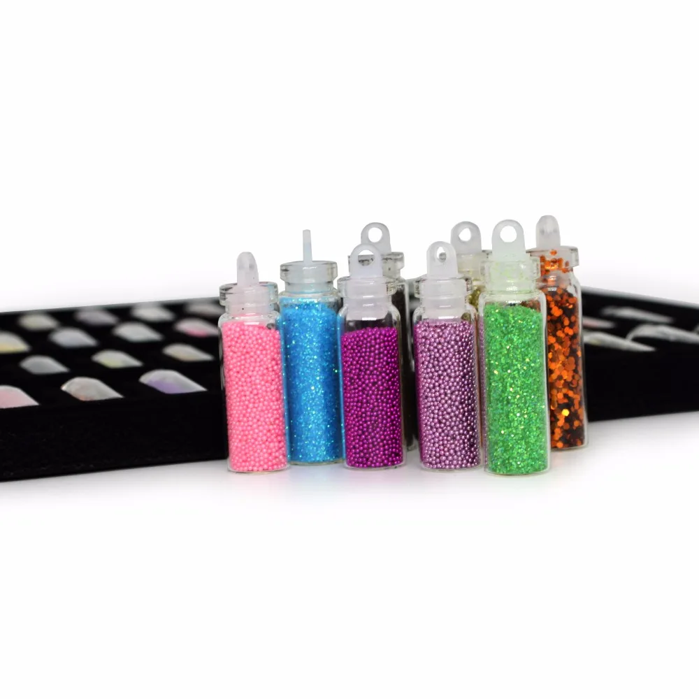 Ladymisty Big 48 Bottles/Set DIY Nail Art Charms Kit Contain Random Pearl Sequin Glitter Powder Acrylic Rhinestone | Красота и