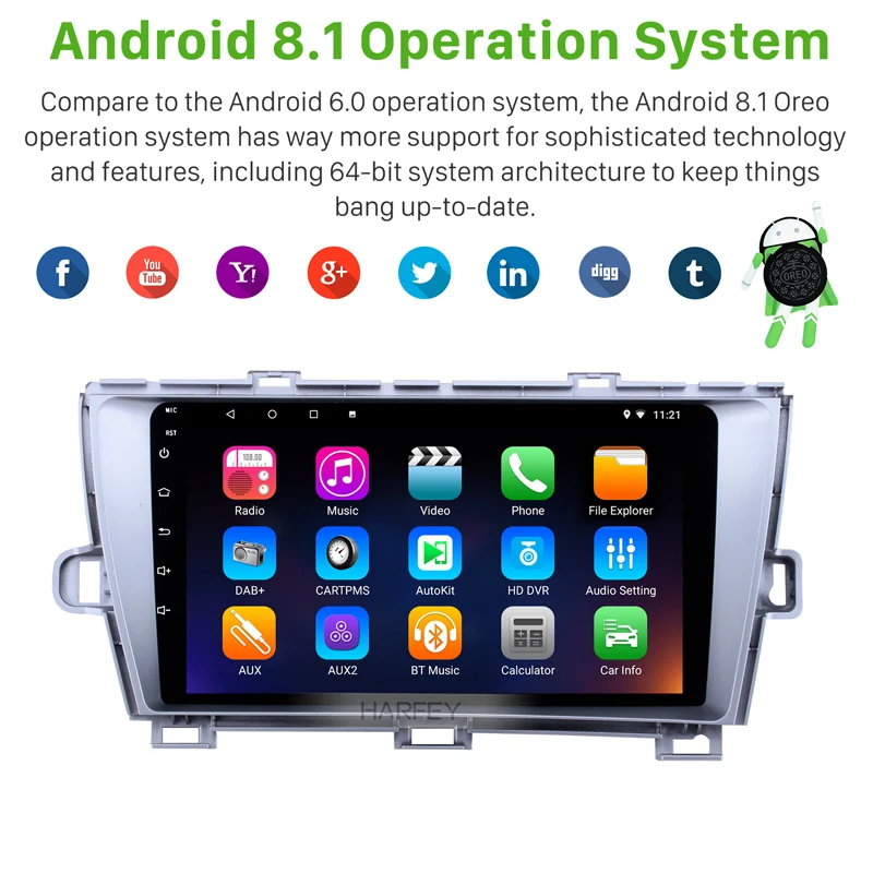 Harfey 9 &quotHD тачскрин радио Android 10 0 для Toyota Prius 2009 2013 левосторонний драйвер gps Bluetooth