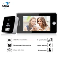 saful 4 3 inch lcd screen digital door peephole viewer video call with tf card zinc alloy material electronic door bell camera