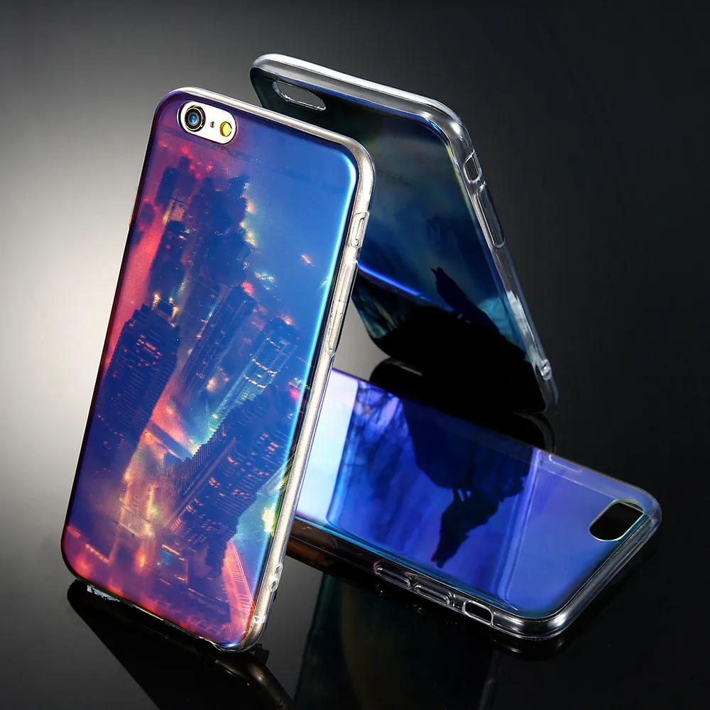 Чехол KISSCASE Blue Light для iPhone X 7 8 Plus прозрачный мягкий чехол из ТПУ с красочным