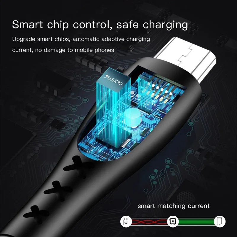 Yesido CA26 Micro USB кабель Шнур 2.4A Быстрая зарядка USB кабель для передачи данных для samsung Xiaomi huawei Android телефон планшет USB кабели провода