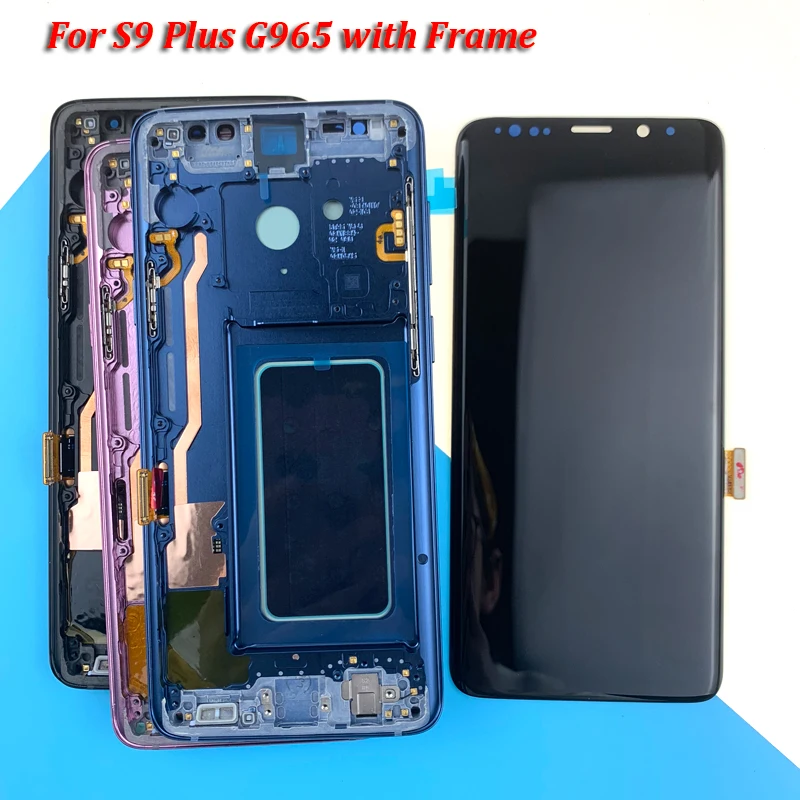 Замена AMOLED для SAMSUNG Galaxy S9 + ЖК сенсорный экран дигитайзер с рамкой G960 G965 дисплей