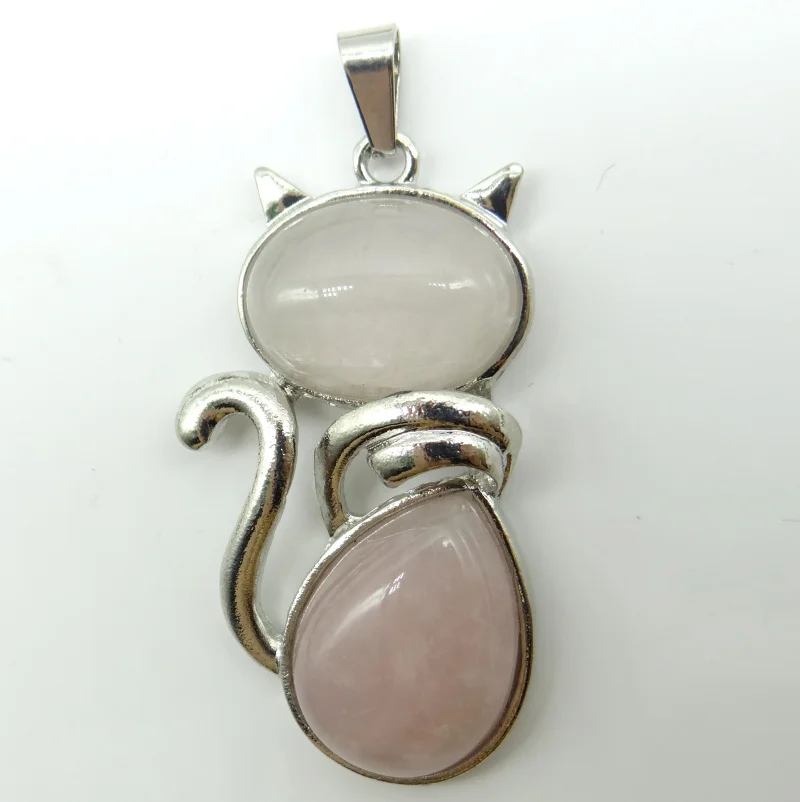 10 шт. винтажный стиль кулон с милым котом ожерелье из натурального кварца камень