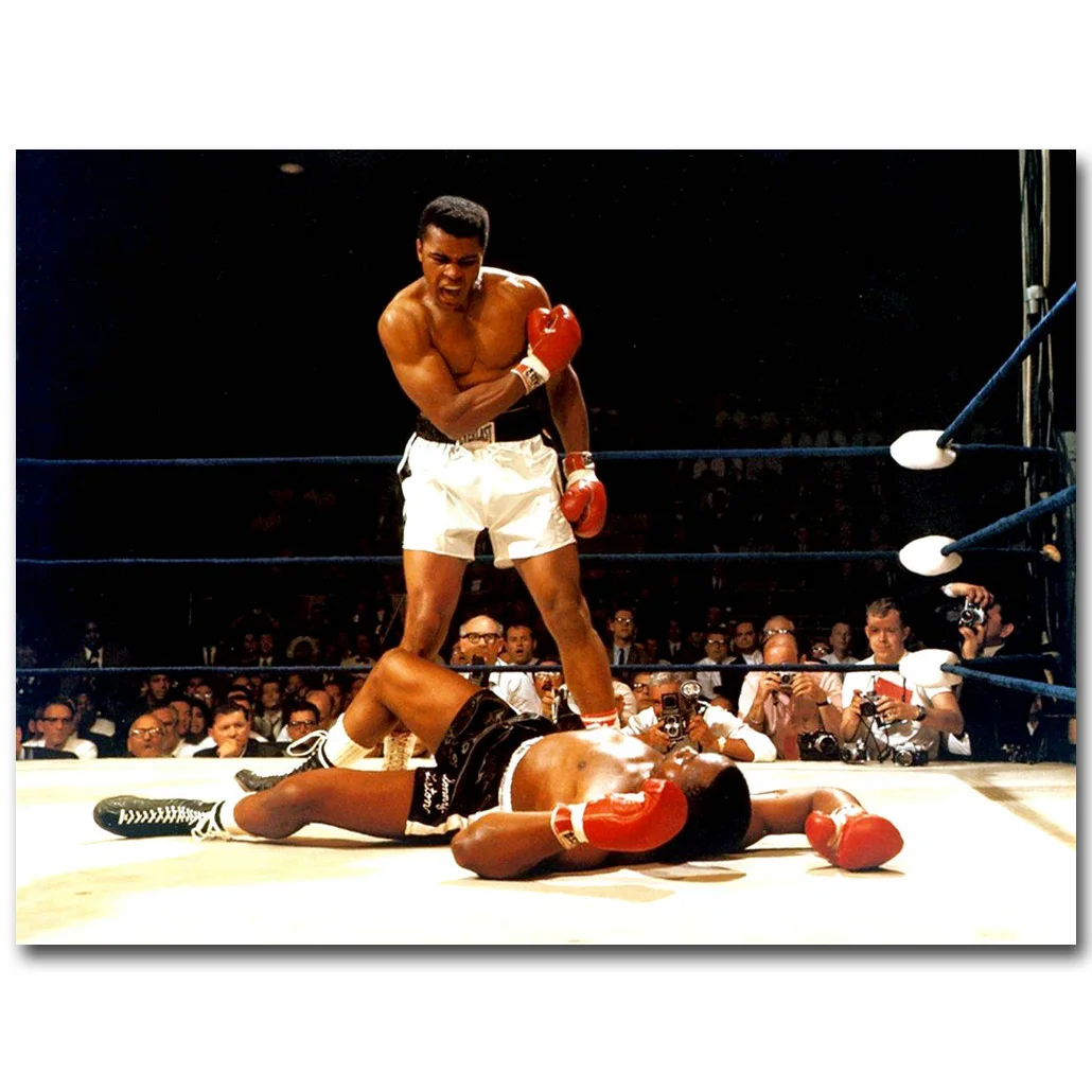 Мухамед Али король бокса художественный постер из шелковой ткани 13x18 24x32 дюйма