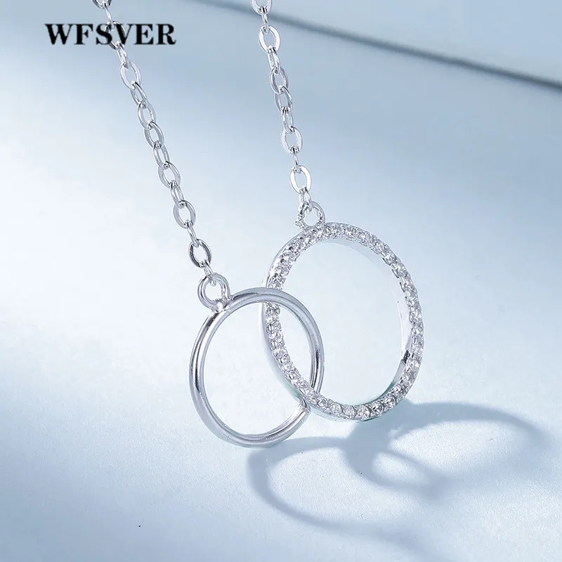 WFSVER ожерелье из стерлингового серебра 925 пробы для женщин двойной Круглый