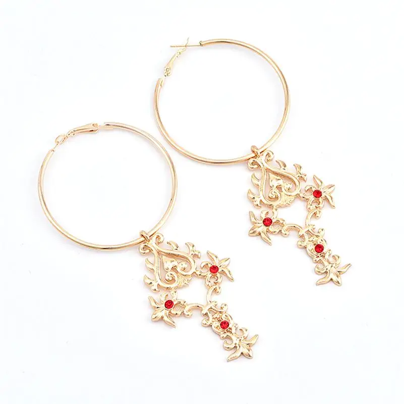 Женские серьги в стиле панк 2 шт./компл. с полыми сердечками листьями красными