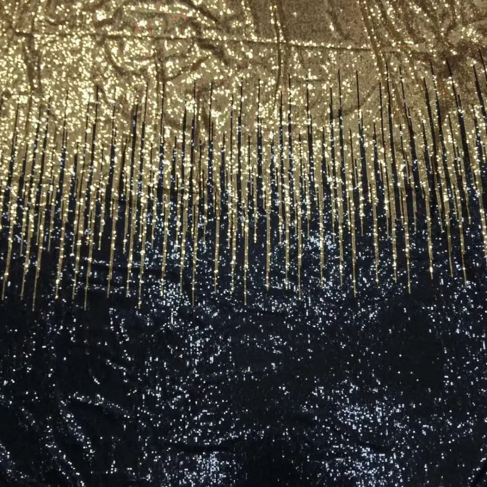 

LASUI 3 yards/1 lot Two-color gradient sequin mesh lace fabric Embroidery African lace Party DIY Fashion evening dress W0108