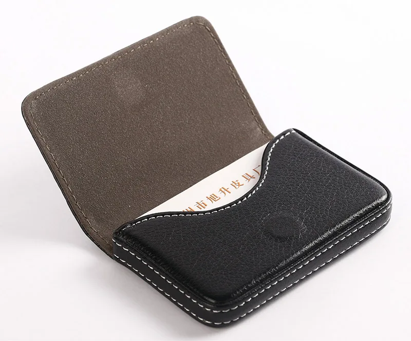 EZONE 1PC Business Card Holder PU Leather High Quality Card Bag High-end Rose Red/Apricot/Coffee 9 Color Magnetic Button Design