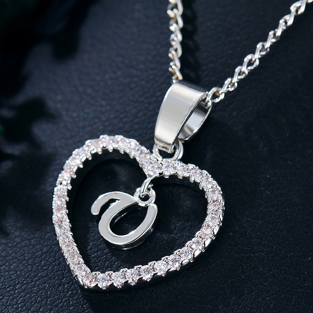 IF ME Capital Initial Letter U Heart Crystal CZ Женские Подвески эффектные ожерелья и подвески