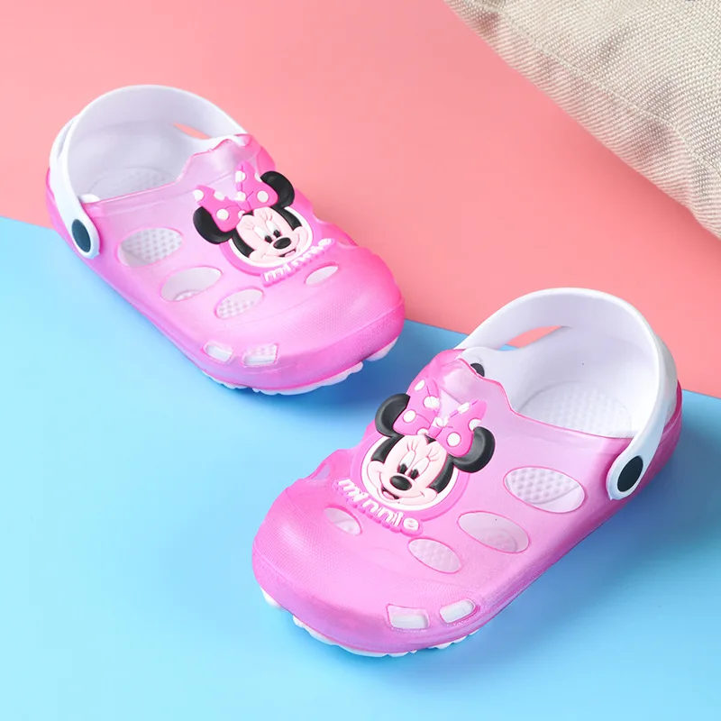 Pink Minnie Летняя Детская рубашка для маленьких девочек босоножки Туфли для принцессы для маленьких мальчиков мягкие детские плоские босоножки, детская обувь сандалии, тапочки пляжные сандалии - Цвет: Pink Minnie