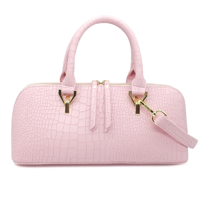 Pink Роскошные женские сумки, дизайнерские сумки из кожи аллигатора, женская сумка через плечо, сумка на молнии, женская красная сумка на плечо - Цвет: Pink