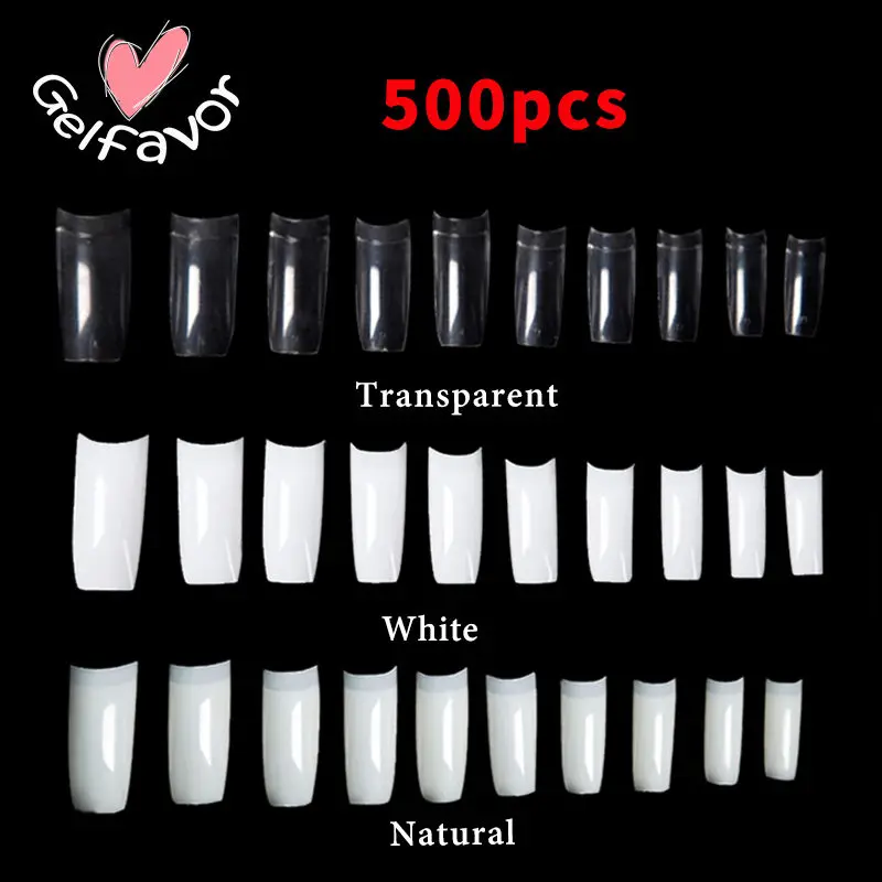 Gelfavor 500 шт./упак. искусственные ногти французский стиль акриловые накладные