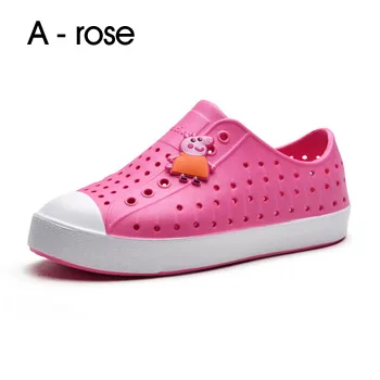 A-rose Новая летняя стильная детская пляжная обувь дышащие Вьетнамки с отверстиями Нескользящие сандалии дети сажают наружные кроссовки для девочек и мальчиков - Цвет: A-rose