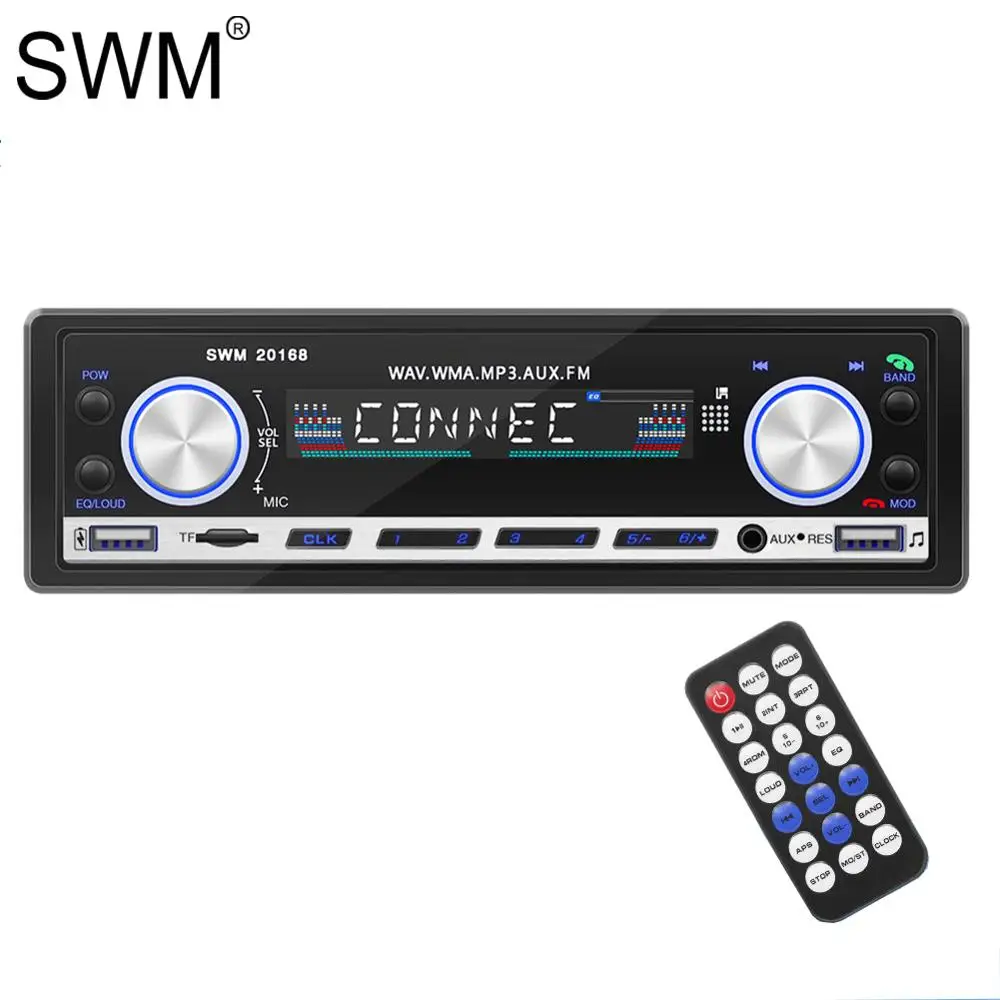 SWM Автомобильный mp3 плеер Быстрая зарядка мультимедиа автостерео радио Coche Sd Mic Fm