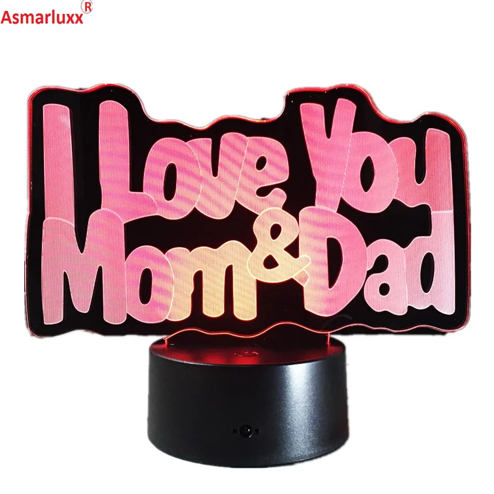 I Love Mom (Я люблю маму) с принтом Я папу 3D светодиодный светильник лучший подарок для
