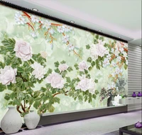 3d wallpaper custom mural non woven 3d room wallpaper jade peony chinese wind ink paintings murals photo 3d wall mural wallpaper