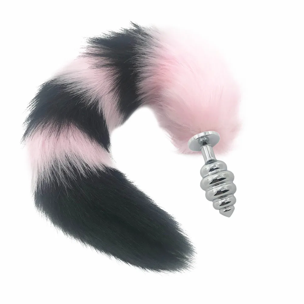 New black silicone Anal Plug beads red fox tail Butt plug Role Play Flirting Fetish sex Toy for Women | Красота и здоровье