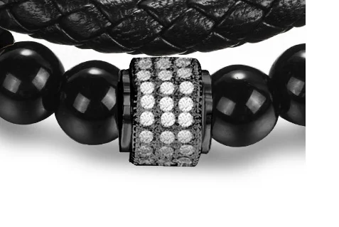 Jiayiqi New Fashion Leather Beaded Bracelet For Men Women Braided Leather Rope Bangles Natural Stone Beads Punk Rock Men Jewelry
