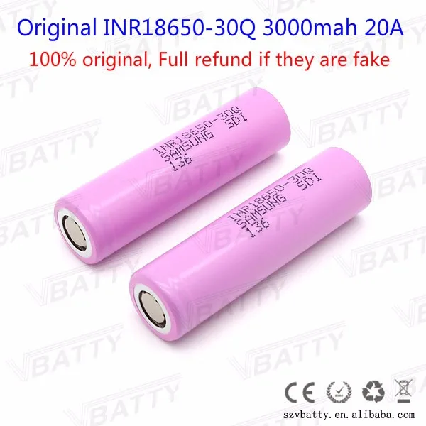 1 шт. 3,7 V 18650 3000 мА/ч, INR18650-30Q Высокая утечка 20A батарея для samsung PK HG2 18650 3000 мА/ч, 20A