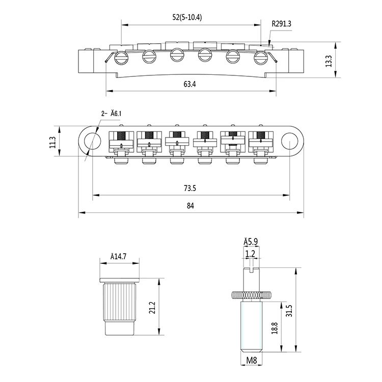 Высокое качество регулируемый 6 струн хромированный гитарный мост роликовое