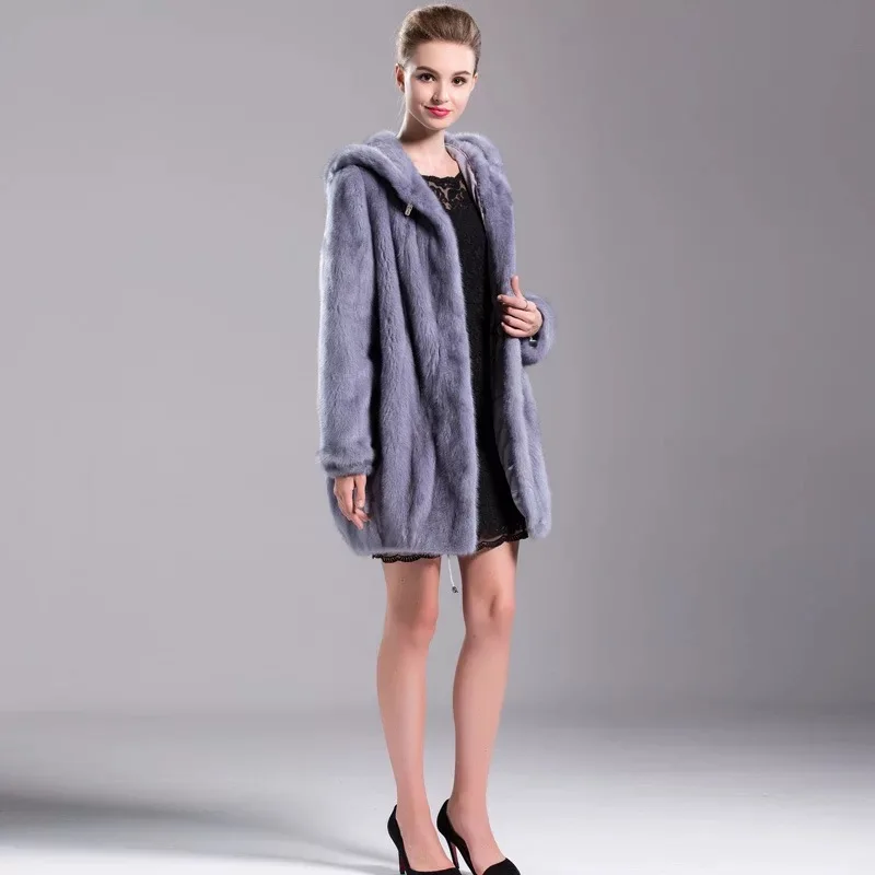 2021 Роскошные Брендовые женские натуральный импорт норковая меховая длинная