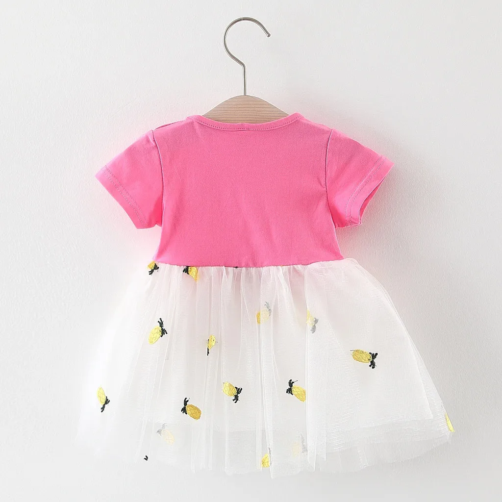 Платье принцессы из фатина в стиле пэчворк с изображением ананаса для малышей