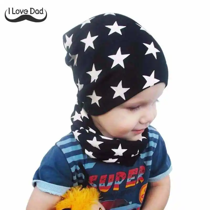 Детская шапка и шарф из хлопка с принтом сердечек|baby hat scarf set|knit beanie babycotton baby |