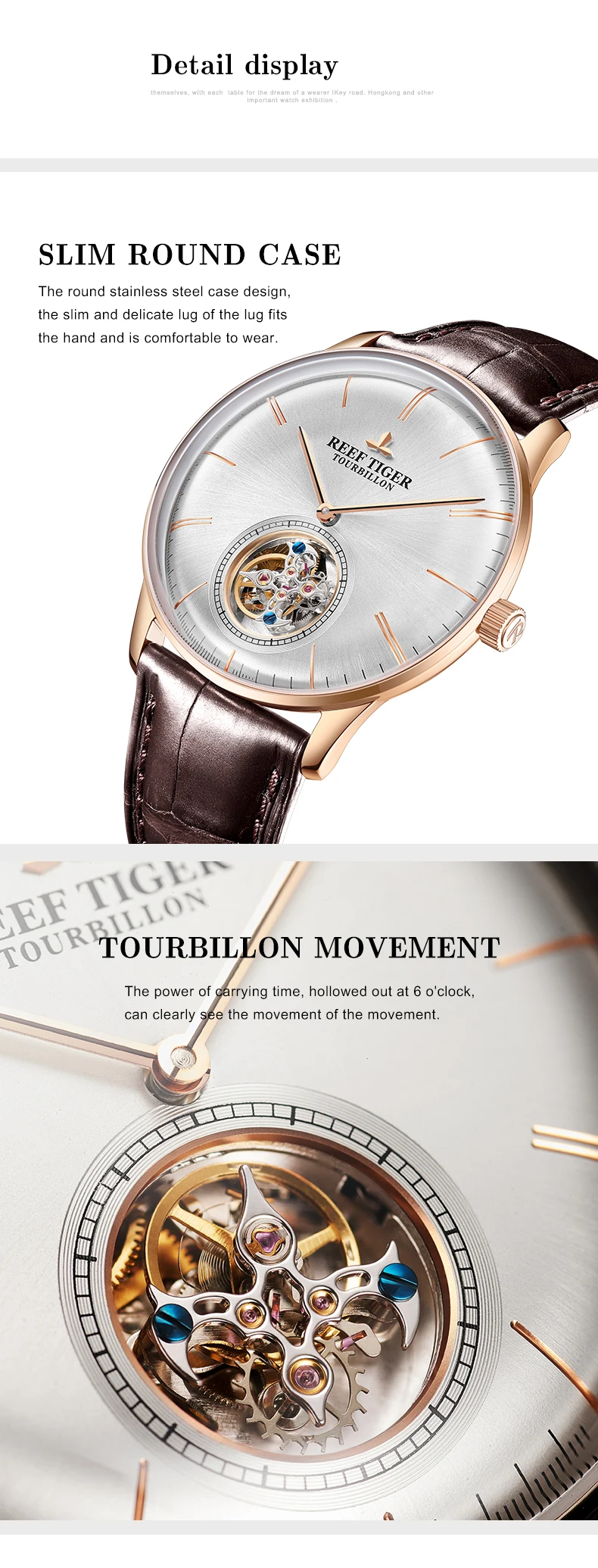 Риф Тигр/RT лучший бренд класса люкс для мужчин chaincal Tourbillon часы сапфировое стекло розовое золото часы relogio masculino RGA1930