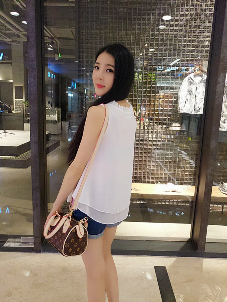 Женский шифоновый жилет Свободный Топ без рукавов большого размера Xxxl в