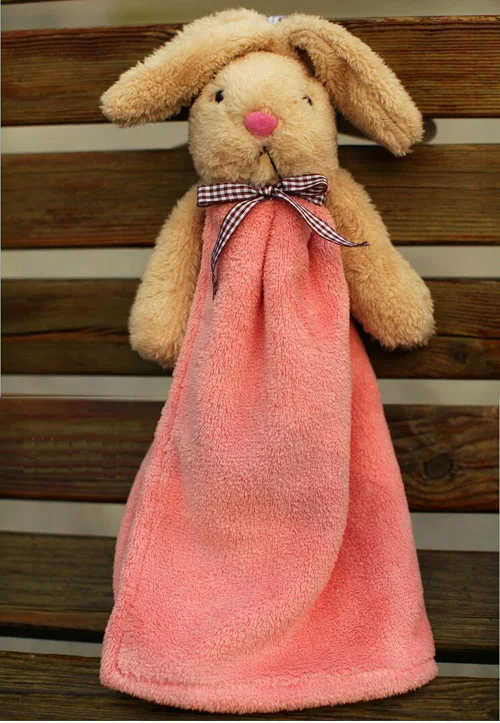Pink rabbit Подвесное детское полотенце для рук 1 шт. мягкое Коралловое бархатное мультяшное полотенце абсорбирующее быстросохнущее полотенце для кухни и ванной домашний текстиль - Цвет: Pink rabbit
