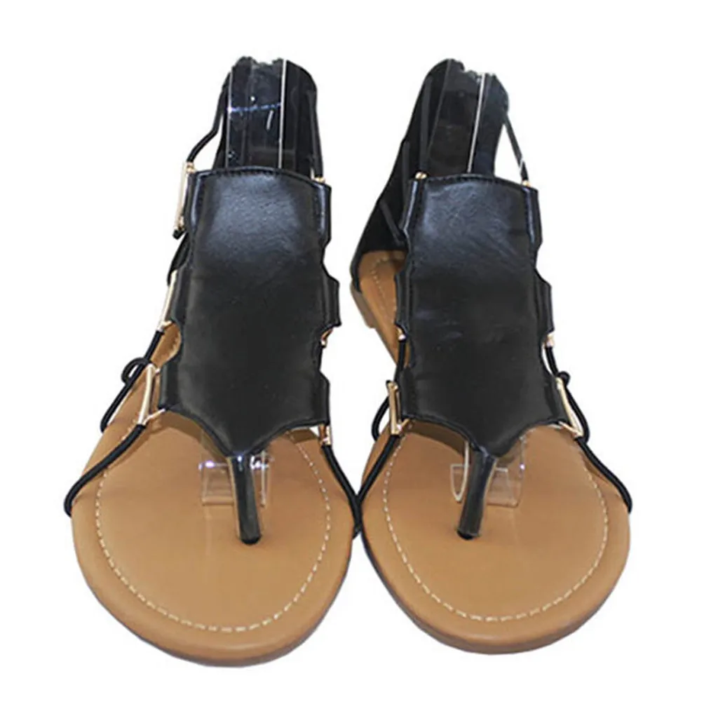 Женские сандалии на плоской платформе с круглым носком в стиле ретро