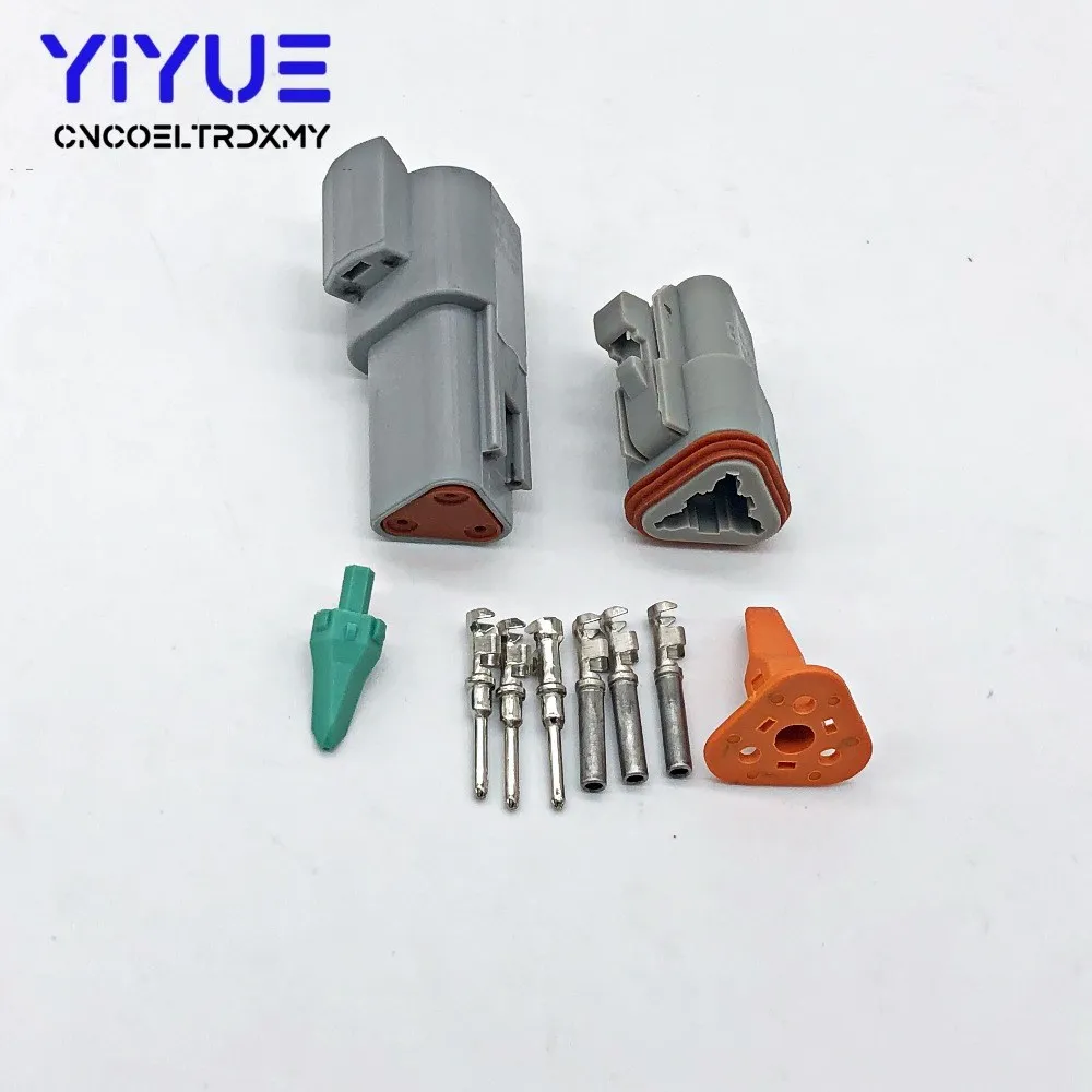 3P gray 1 комплект Deutsch DT 2 3 4 6 8 12 Pin мужской женский Авто Водонепроницаемый Разъем Автомобильный герметичный штекер с контактами - Цвет: 3P gray
