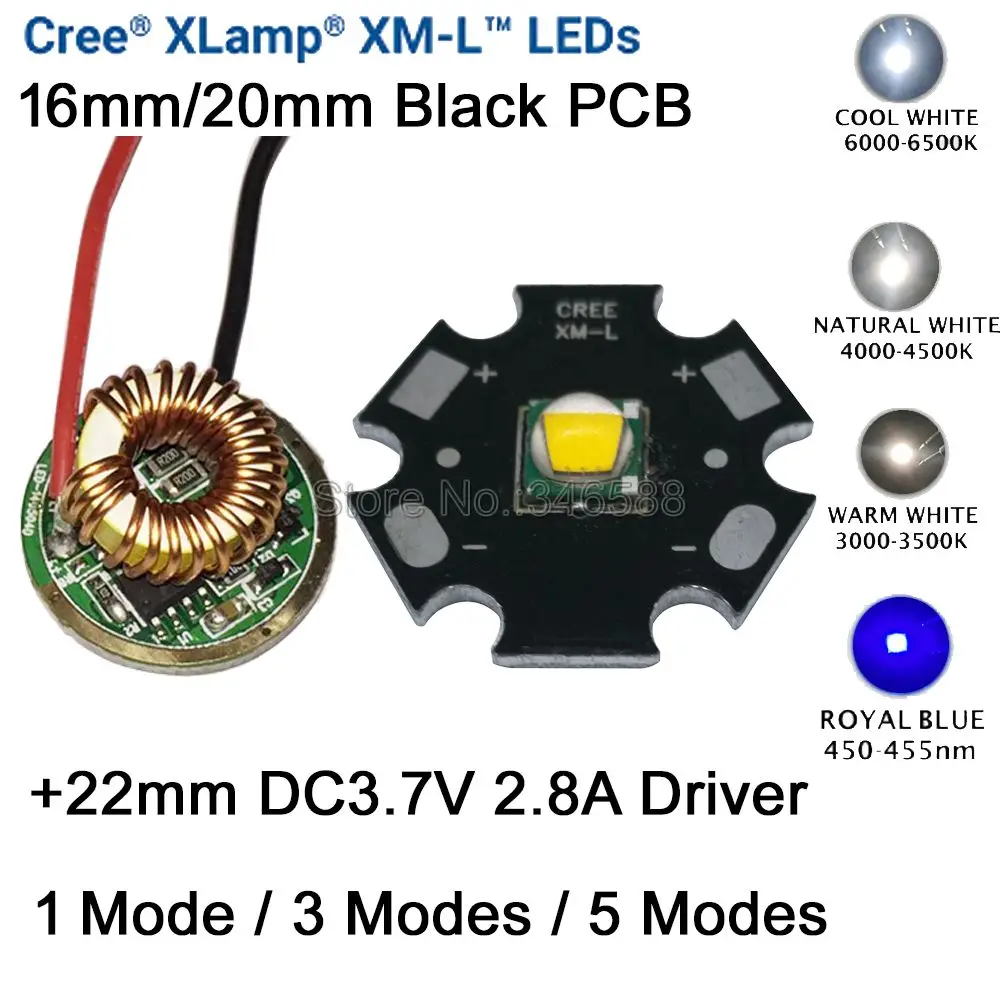 10 вт белый теплый нейтральный Cree XM L T6 XML светодиодный светильник 20 мм черный PCB 22 5
