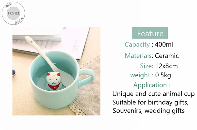 Креативная маленькая керамическая молочная кружка с животными милая мультяшная