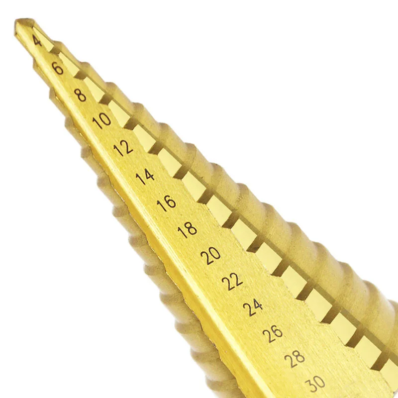 3Pcs 4241 HSS titanium-plated triangular handle step drill 4-32 4-20 4-12 pagoda Core Drill Bit | Инструменты