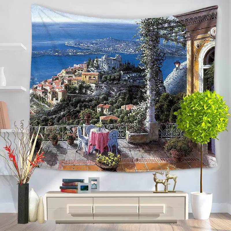 Живописный гобелен с европейскими улицами популярный ручной работы настенные