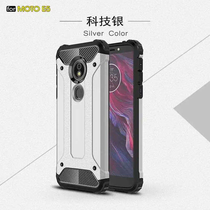Silver Железная Броня Mokoemi, ударопрочный чехол 5," для Motorola Moto E5, чехол для Motorola Moto E5 Plus, чехол для телефона - Цвет: Silver