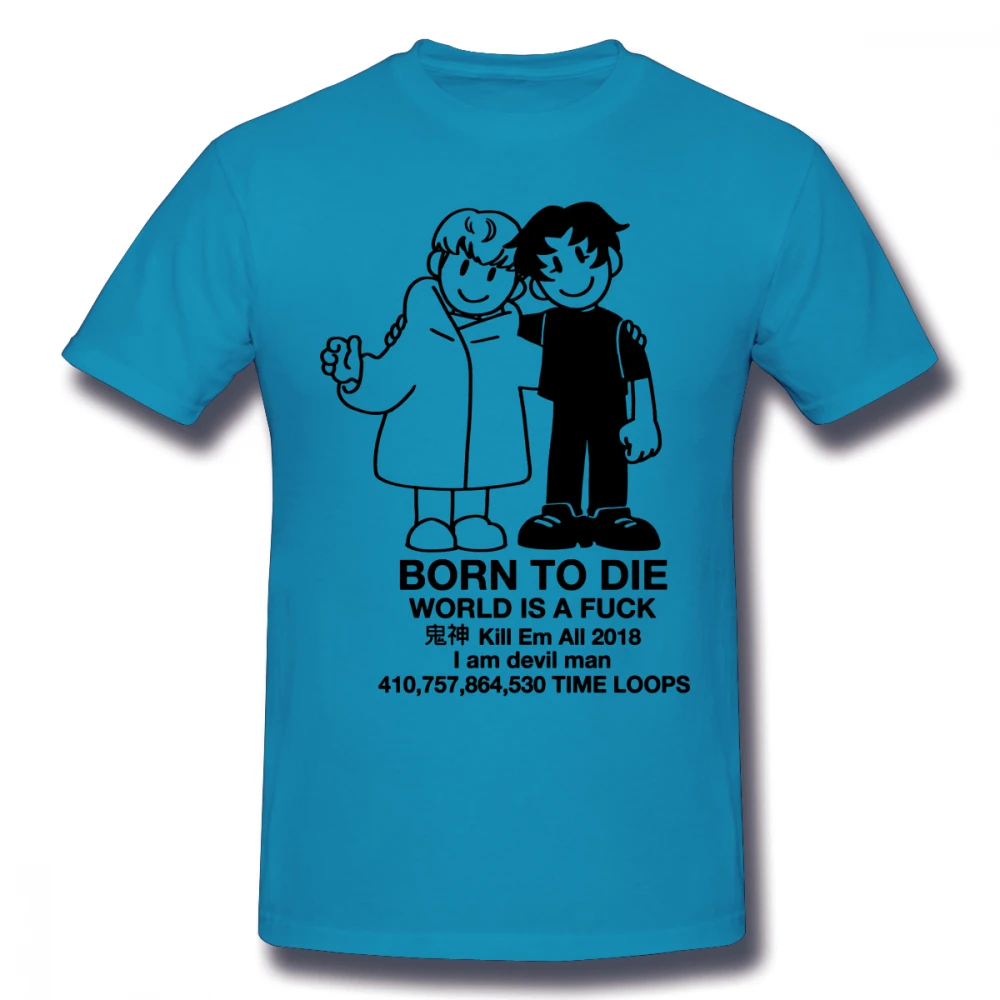 Devilman crybaby Camisetas Rock Мужская футболка с короткими рукавами, хлопковая Футболка с круглым вырезом для мужчин размера плюс, топ на заказ - Цвет: Небесно-голубой