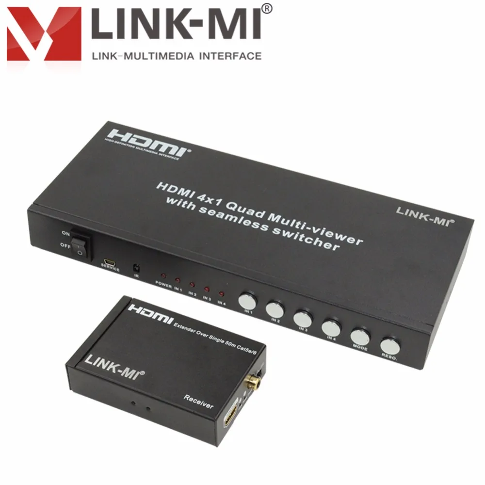 LINK MI S41 50 Quad 4x1 HDMI Multi Viewer коммутатор удлинитель м по одной Cat5e/6 кабель 1920x1080 @ 60 Гц|video