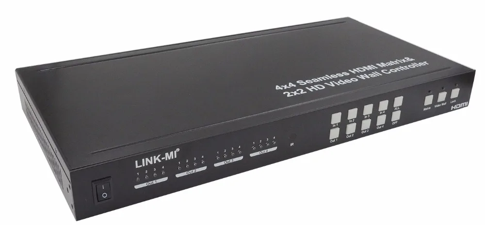 LINK-MI TVM44 бесшовный переключатель 4x4 HDMI матрица создать 2X2 мульти-просмотра видео настенный контроллер управляется с помощью кнопки дистанционного управления и RS232