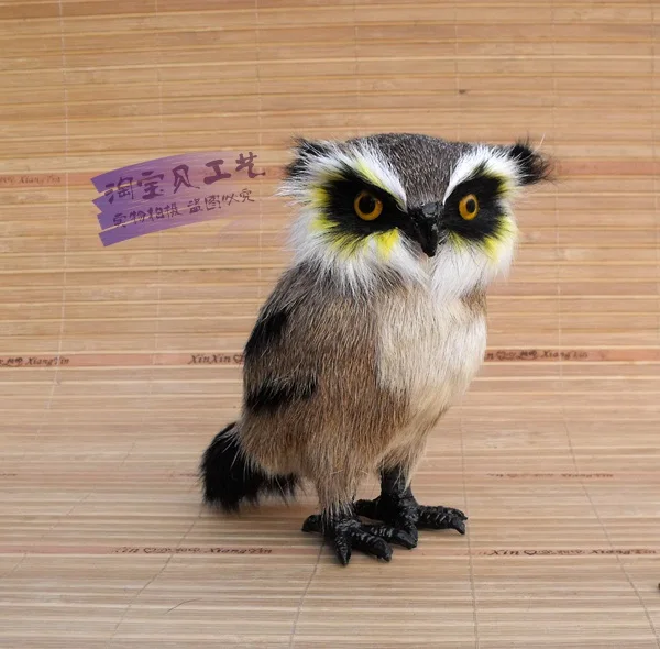 Маленькая милая игрушка Сова из полиэтилена и меха стоящая модель Совы подарок