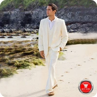 beach ivory men suits wedding suits bridegroom groom tailored made tuxedos slim fit formal best man blazer 3pieces traje hombre