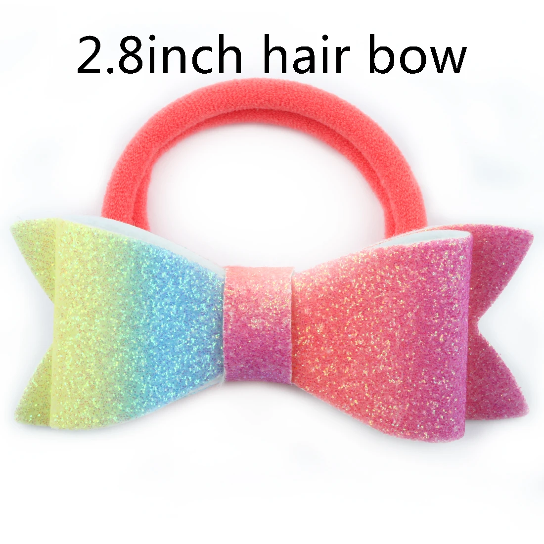 2.8inch hair bow-3 1 PC Child Hair Bow Tie Elastic Hair Band Glitter Hairbow Rope Rainbow Sequin Sparkly 3 Inch Bows Mermaid Girls Sweet Headwear - Цвет: 2.8inch hair bow-3