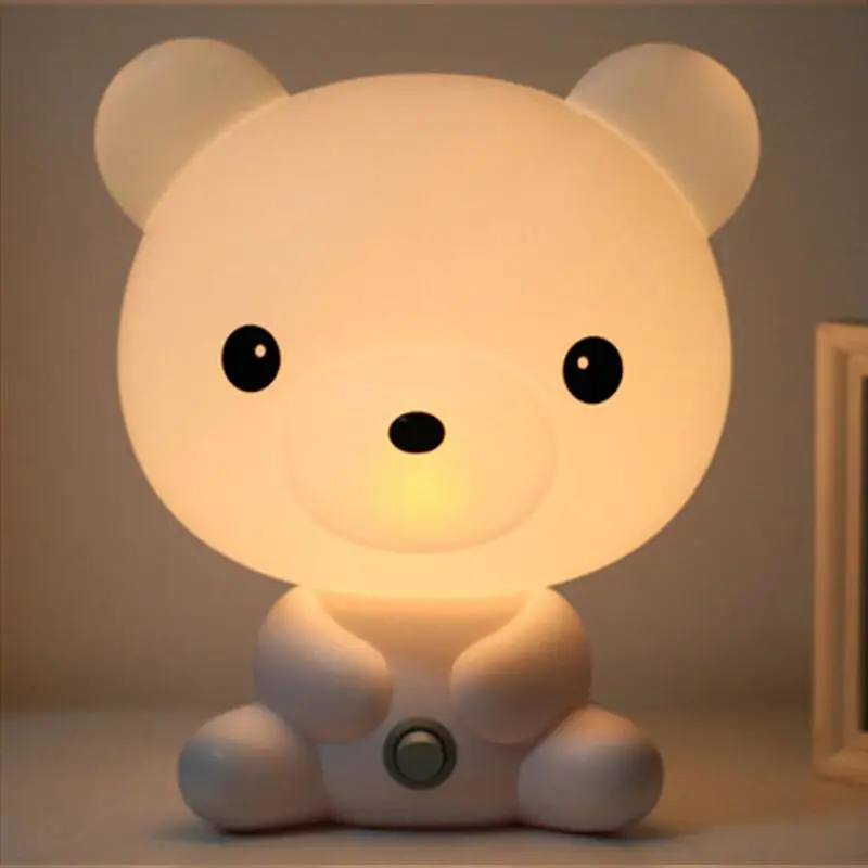 bear Панда/собака/медведь мультфильм ночной Светильник Детская Кровать ночника Спящая лампа для детской комнаты светильник вилка стандарта ЕС/США - Испускаемый цвет: bear