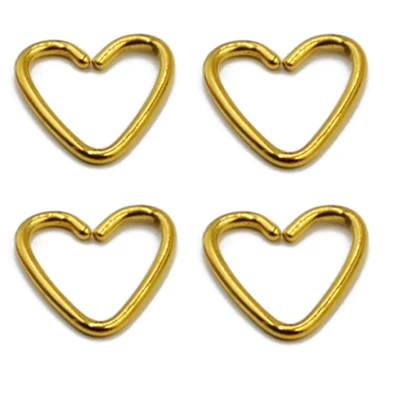 Showlove-4pcs/лот хирургические Сталь Daith в форме сердца в форме звезды ухо траг Хрящ уха серьги-улитки нос нательное пирсинг-кольцо ювелирные изделия 16g - Окраска металла: 4pcs Gold