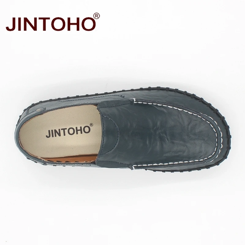 JINTOHO Men Genuine Leather Shoes Fashion Casual Male Flats Slip On Mens Loafers Big Size | Обувь